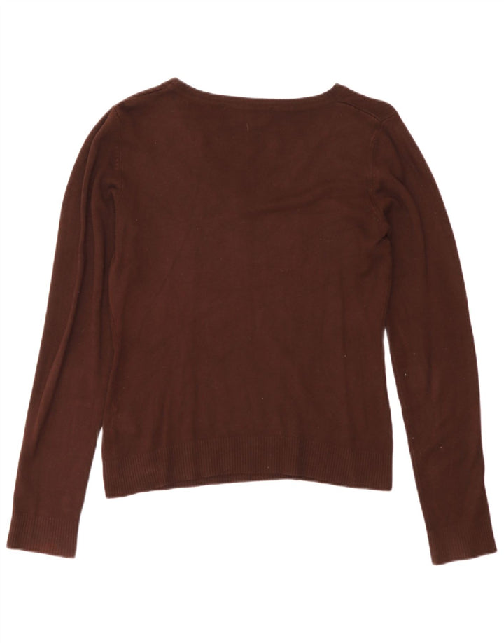 Zara Γυναικείο πουλόβερ με V λαιμόκοψη UK 12 Medium Brown Rayon