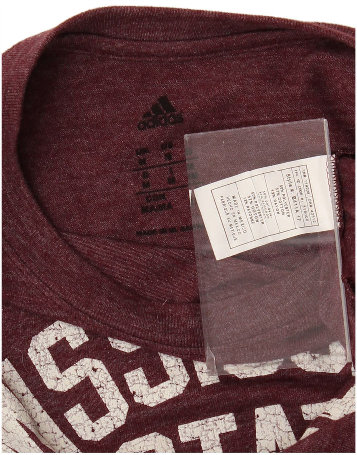 Ανδρικό γραφικό τοπ Adidas με μακρυμάνικο μεσαίο μπορντό