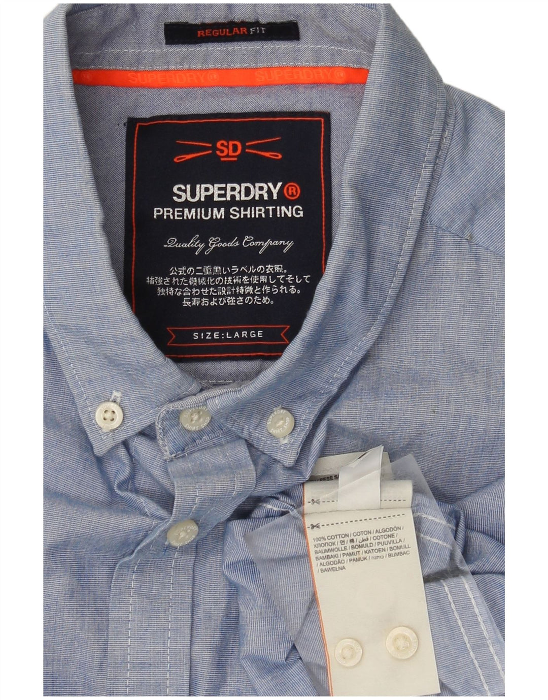 Ανδρικό πουκάμισο κανονικής εφαρμογής Superdry μεγάλο μπλε βαμβακερό