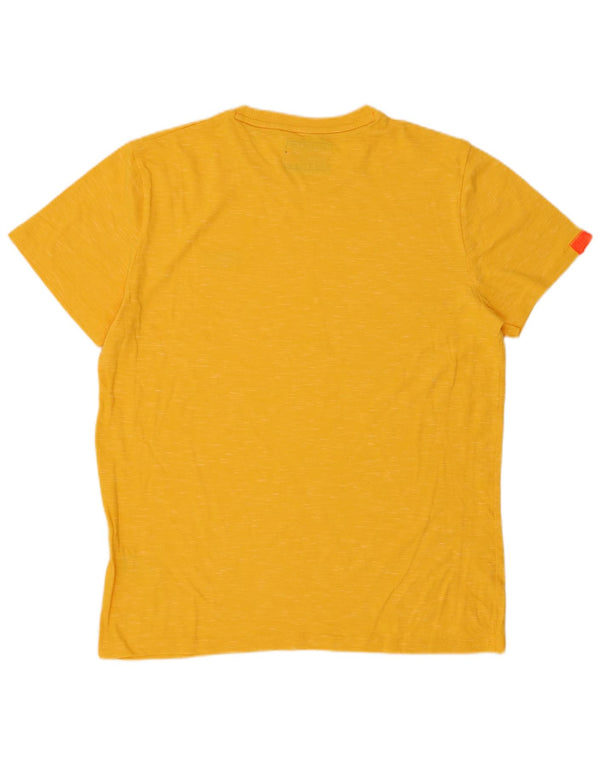 SUPERDRY Mens T-Shirt Top XL Yellow Flecked Cotton
