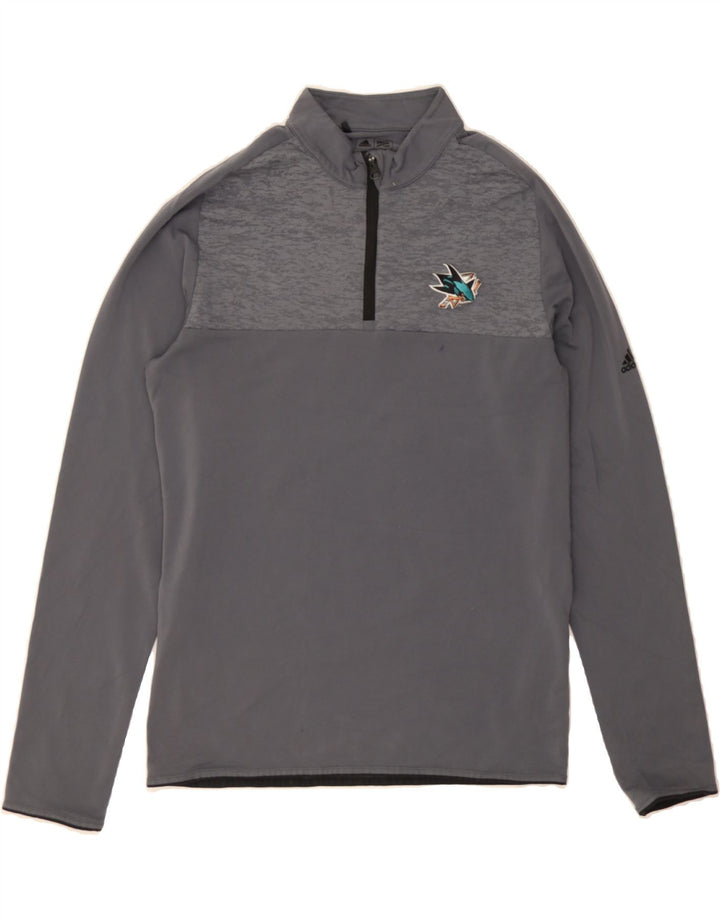 ADIDAS Mens Zip Neck Pullover Tracksuit Top Small Grey Colourblock Vintage Adidas and Second-Hand Adidas from Messina Hembry 