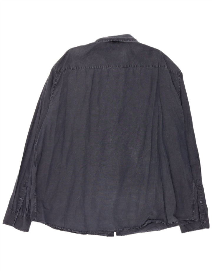Marks & Spencer Ανδρικό πουκάμισο κανονικής εφαρμογής 4XL Navy Blue λινό