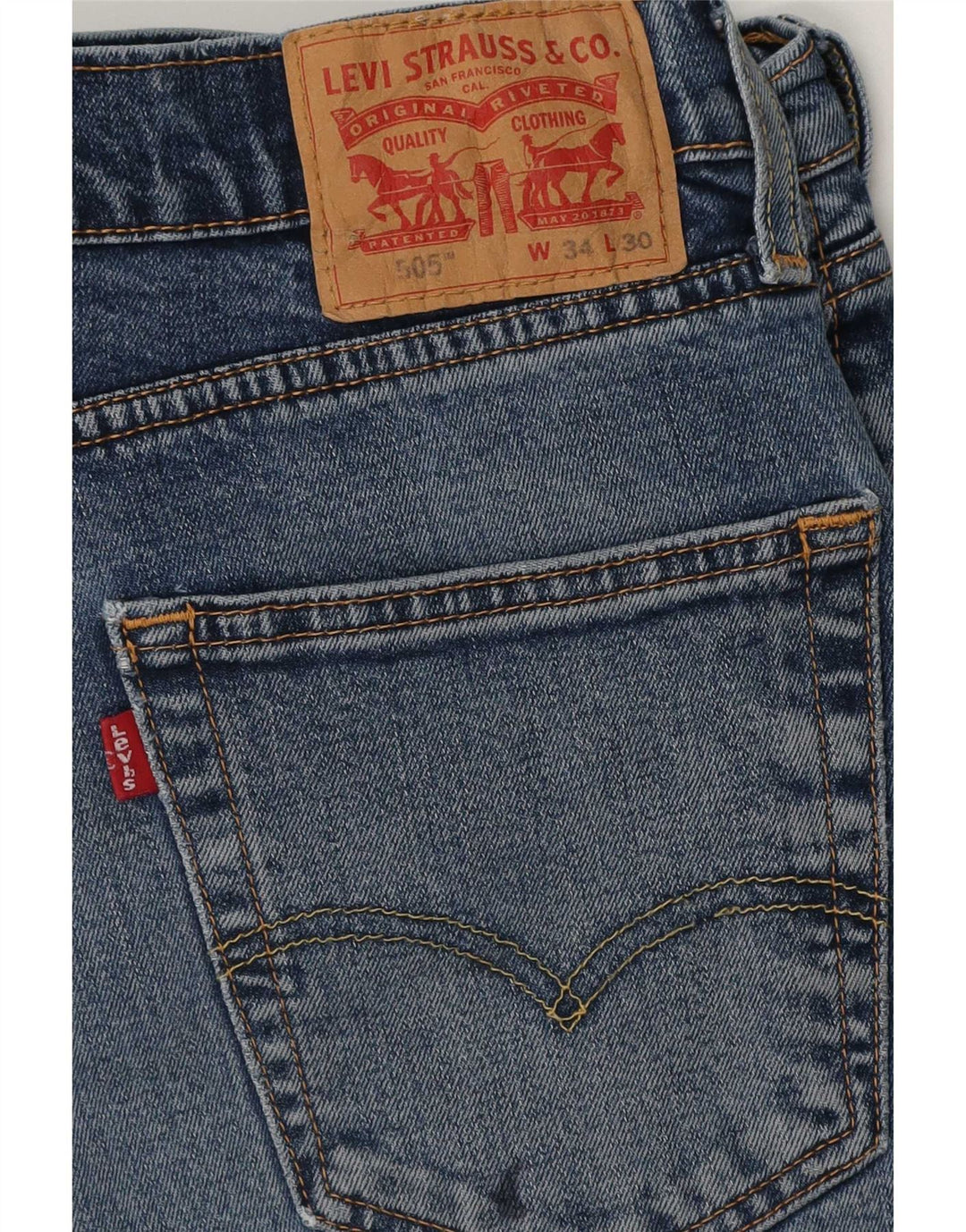 Levi's Mens 505 Regular Straight Jeans W34 L30 Blue Cotton
