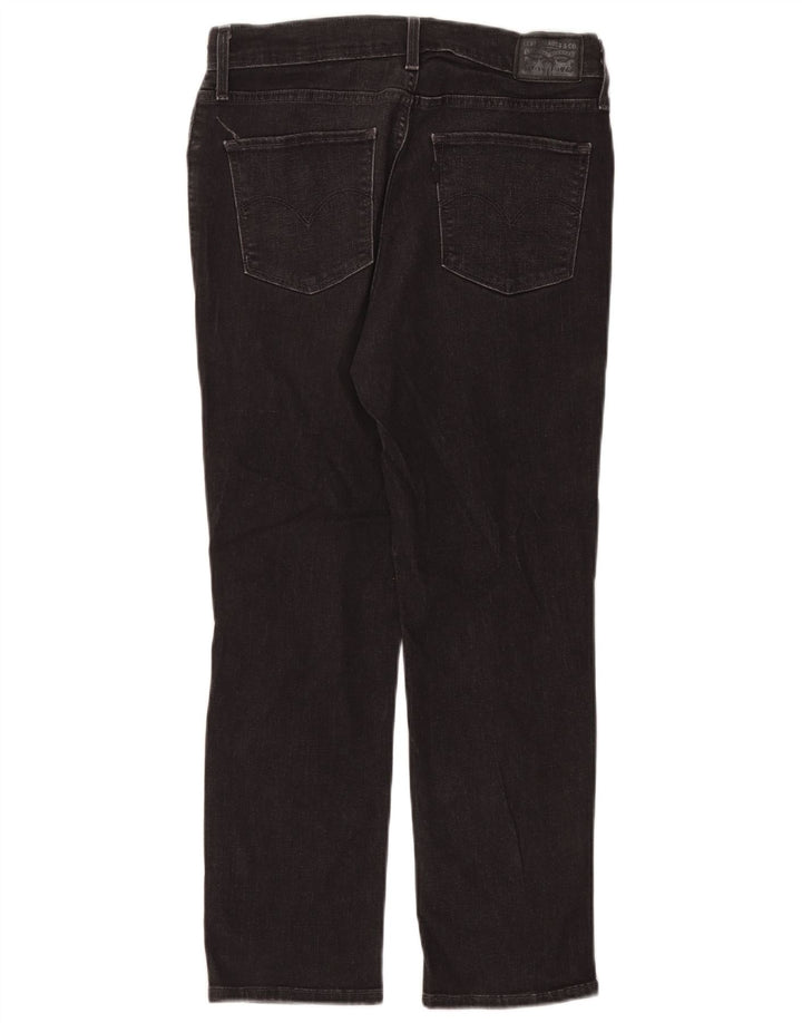 LEVI'S Womens 724 Distressed ψηλό ίσιο τζιν W31 L26 γκρι βαμβακερό