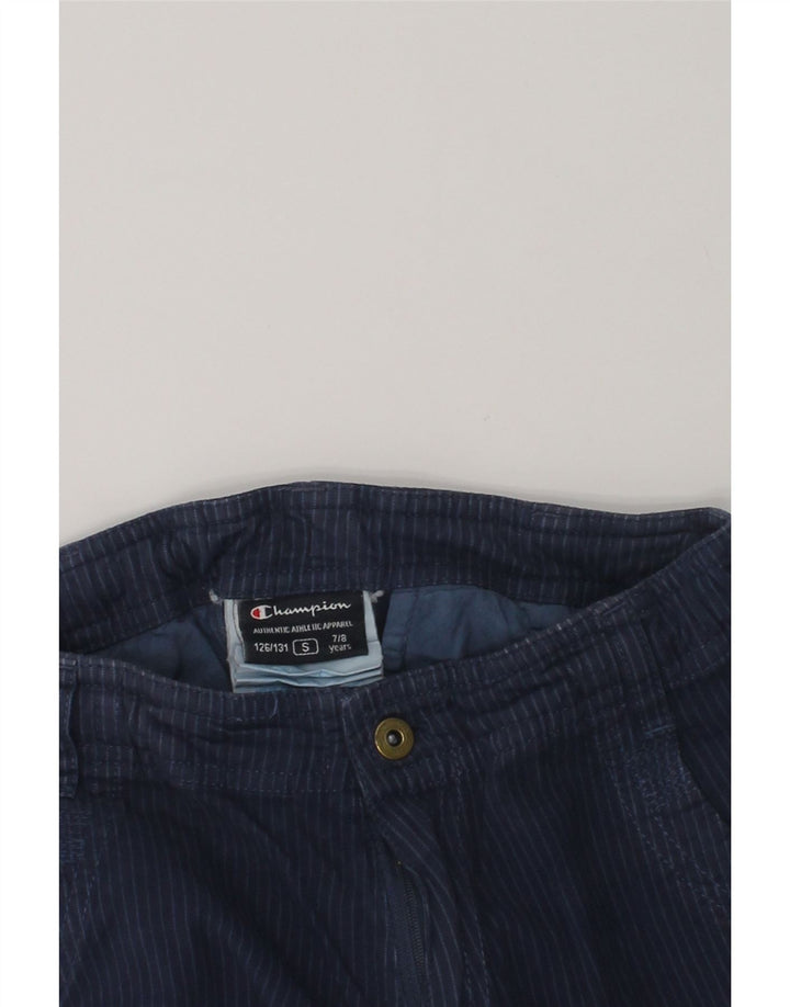CHAMPION Boys Casual Shorts 7-8 Years Small W24  Navy Blue Pinstripe | Vintage Champion | Thrift | Second-Hand Champion | Used Clothing | Messina Hembry 