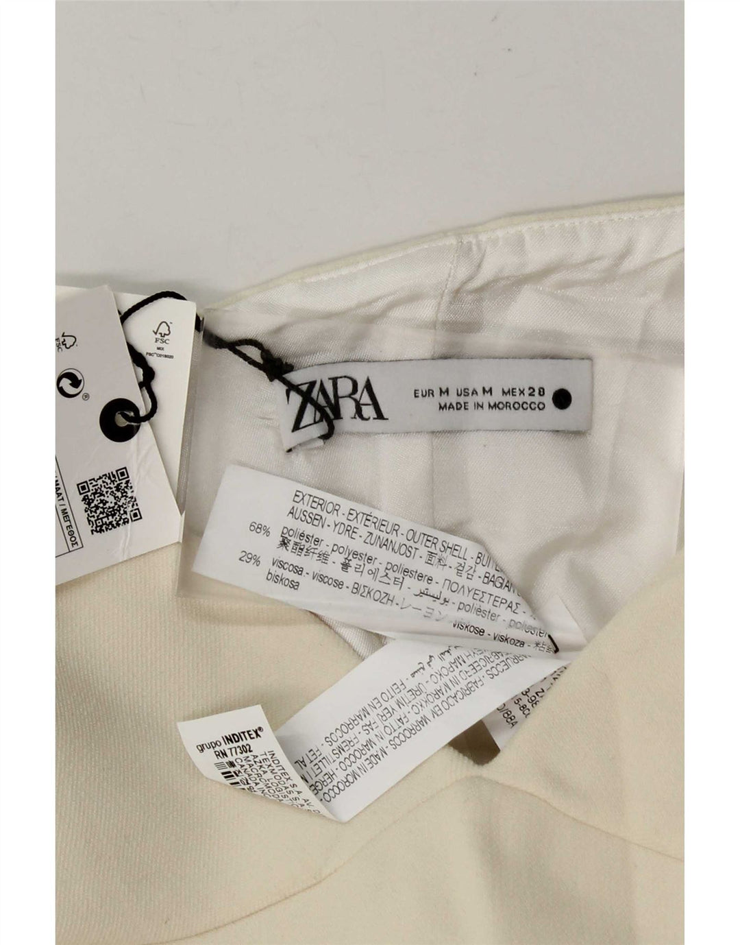Zara Γυναικείο Κορσέ Στράπλες Τοπ UK 12 Medium Off White Πολυεστέρας