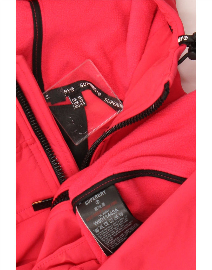 Superdry γυναικείο μπουφάν με κουκούλα αντιανεμικό UK 16 μεγάλο ροζ πολυεστέρα