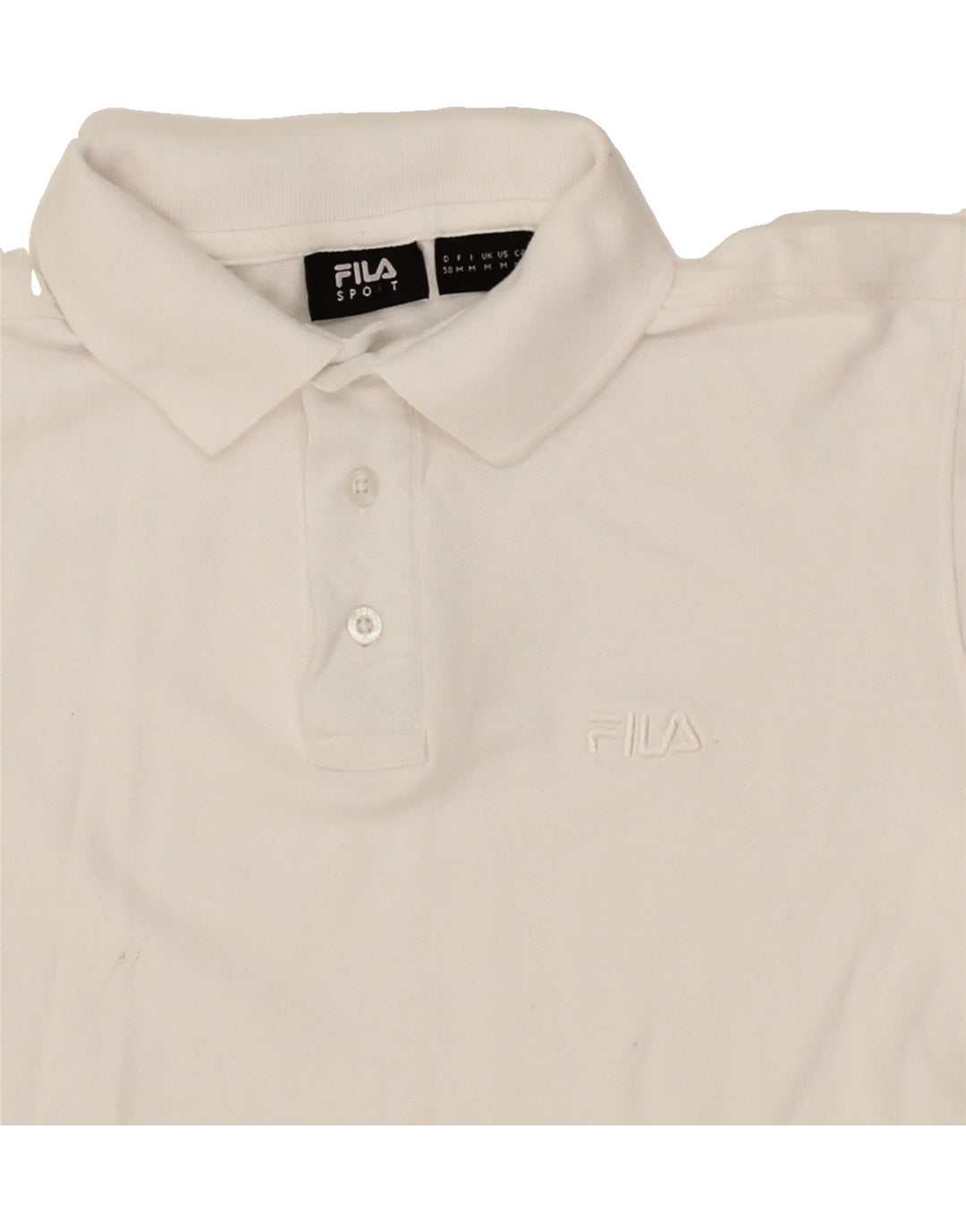 FILA Mens Polo Shirt Medium White Cotton Vintage Fila and Second-Hand Fila from Messina Hembry 
