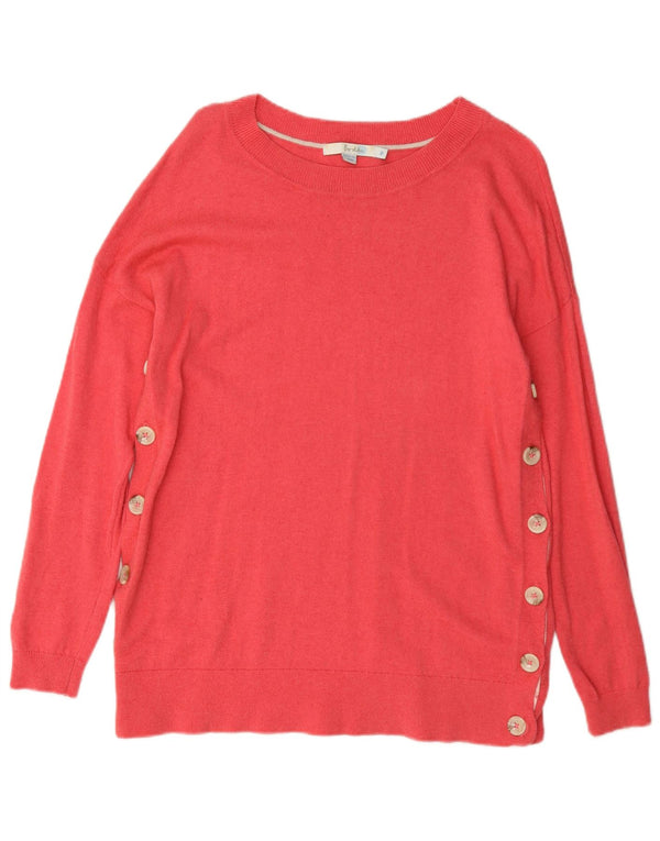 Boden Γυναικείο πουλόβερ με λαιμόκαυμα UK 14 Medium Pink Viscose
