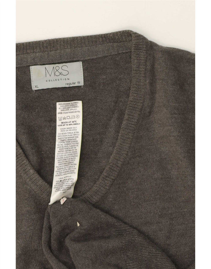 Marks & Spencer Ανδρικό πουλόβερ με κανονική εφαρμογή με V λαιμόκοψη XL γκρι ακρυλικό