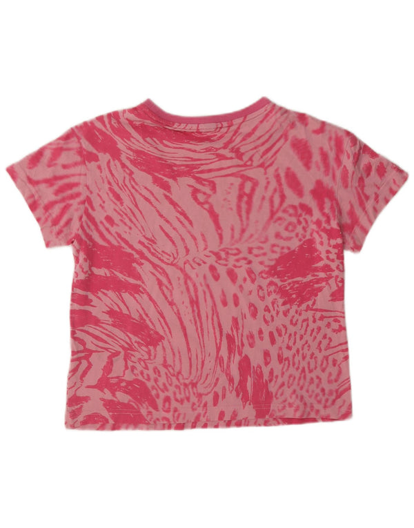 Adidas Girls Crop Graphic T-Shirt Top 13-14 Years Pink Animal Print βαμβακερό