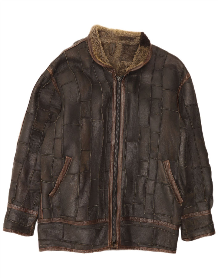 Vintage Ανδρικό Shearling Jacket UK 42 XL Καφέ συνονθύλευμα