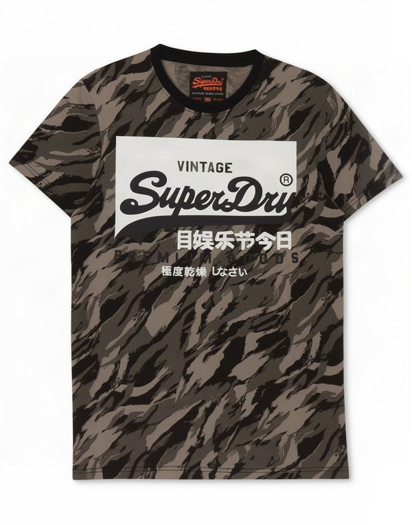Ανδρικό γραφικό μπλουζάκι Superdry Top Medium Grey Animal Print Βαμβακερό