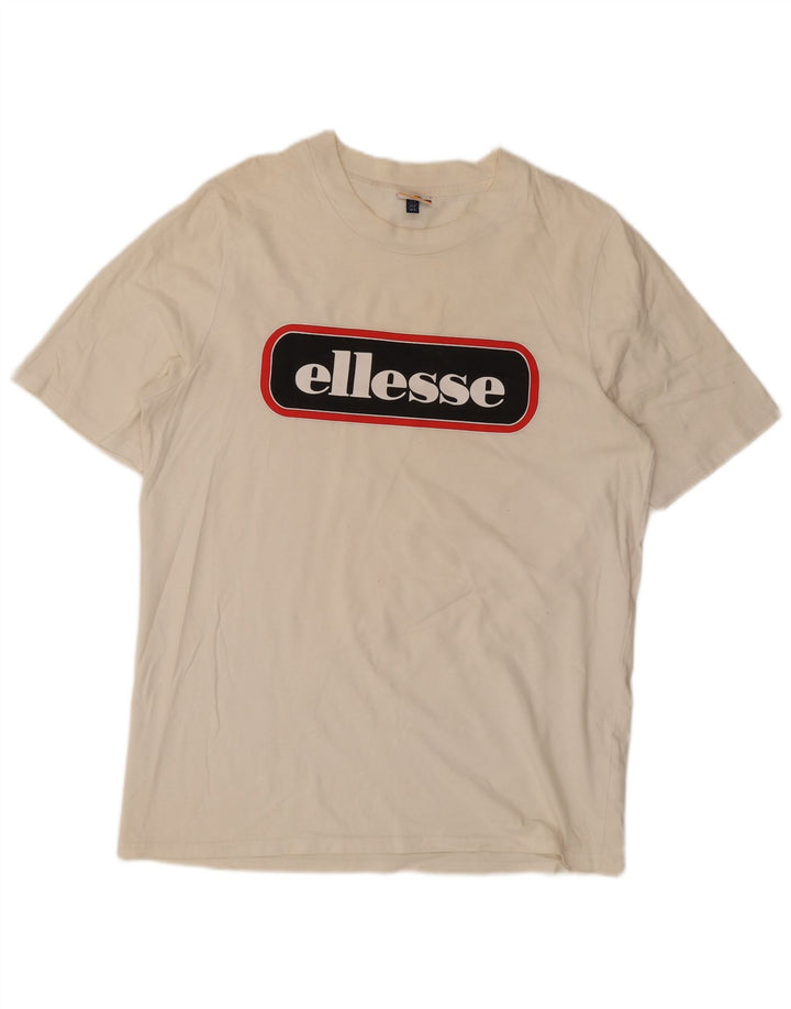 Ellesse Ανδρικό γραφικό T-Shirt Top Small Off White Βαμβακερό