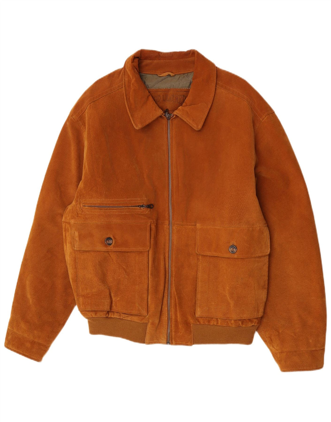 James Dillon Ανδρικό Suede Bomber Jacket UK 40 Large Beige Leather