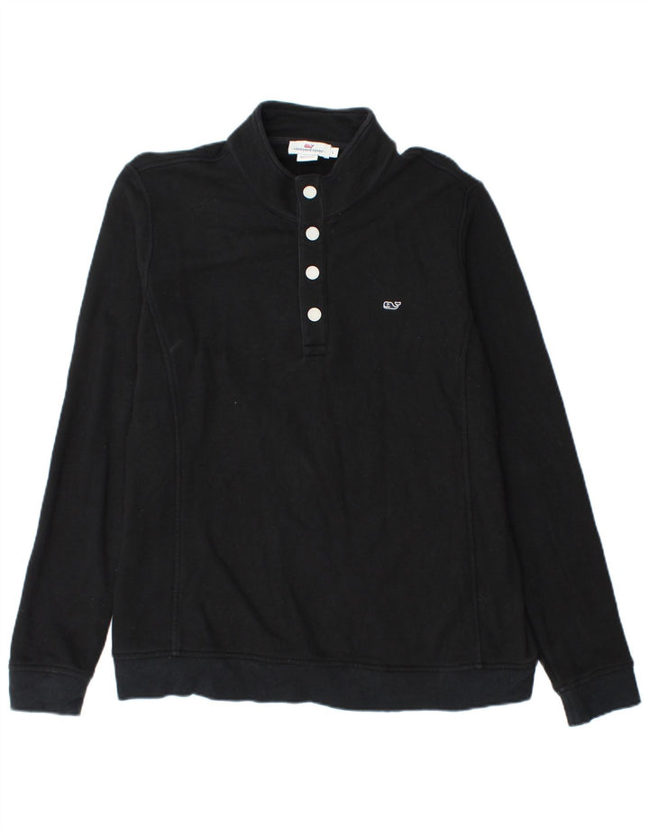 Vineyard Vines Ανδρικό φούτερ με λαιμό με κουμπιά Jumper μεγάλο μαύρο βαμβακερό