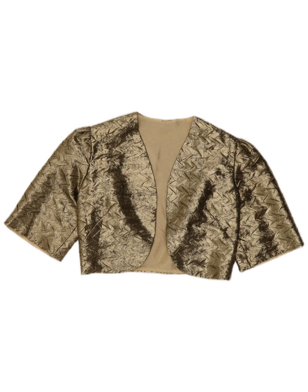 VINTAGE Γυναικείο Ανοιχτό Μπολερό Μπουφάν US 10 Large Gold Chevron