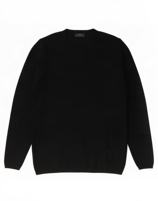 Zara Γυναικείο πουλόβερ με λαιμόκοψη UK 10 Small Black Chevron Viscose