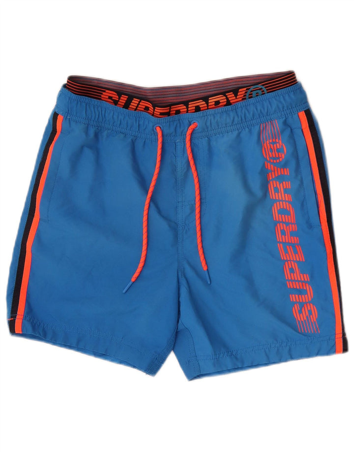 Ανδρικό γραφικό σορτς κολύμβησης Superdry με μεσαίο μπλε πολυεστέρα