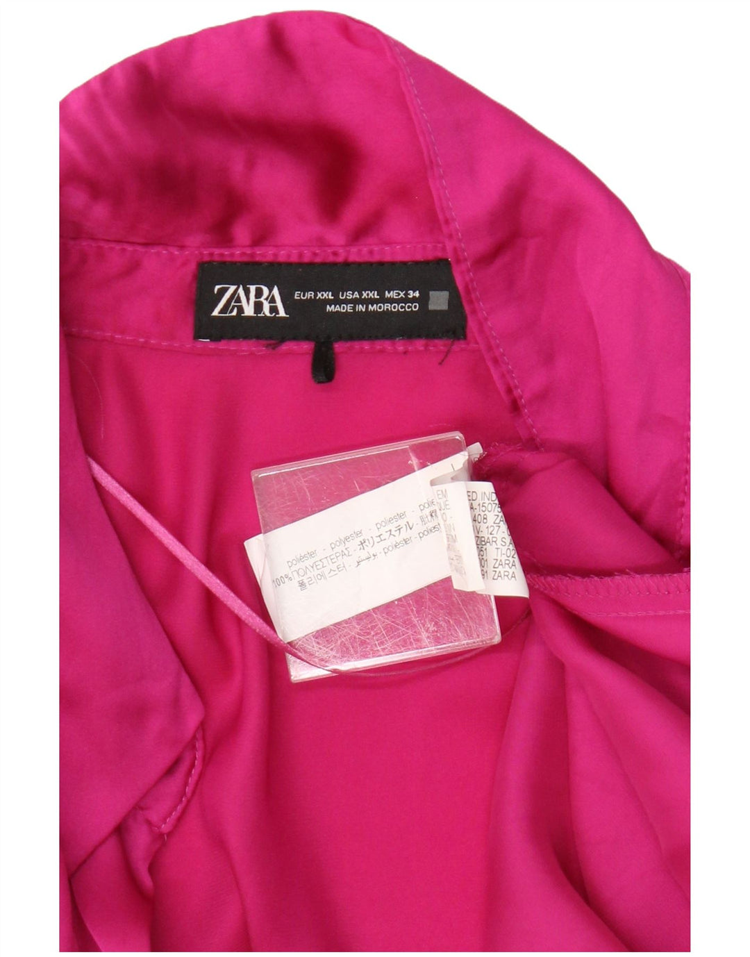 Zara Γυναικείο Πουκάμισο Μπλούζα UK 20 2XL Ροζ Πολυεστέρας