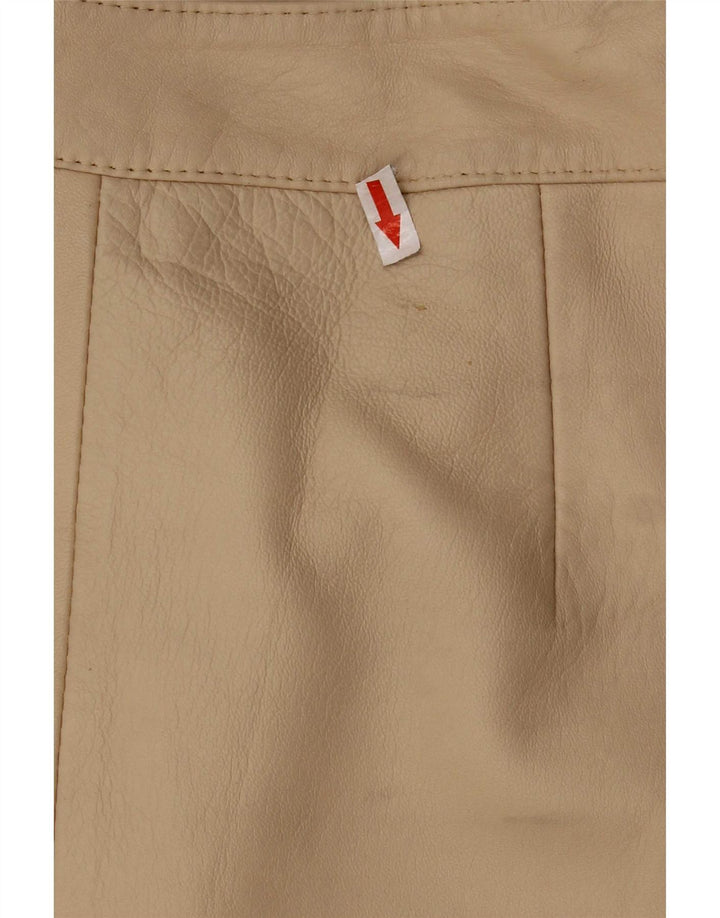 Vintage Γυναικεία Δερμάτινη Φούστα UK 12 Medium W28 Beige