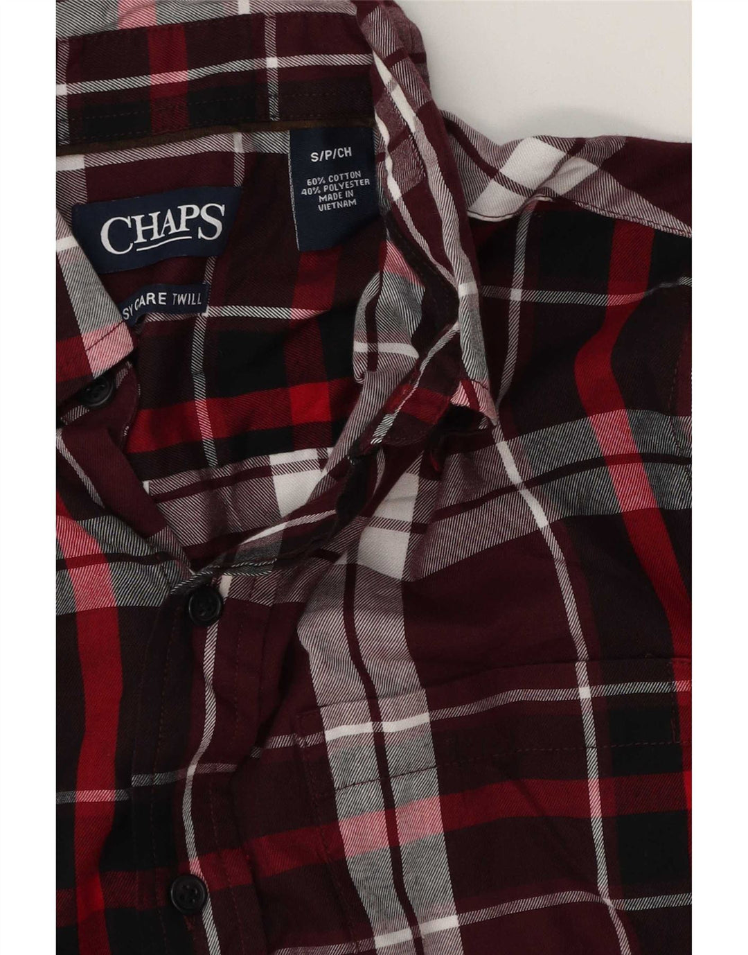 Ανδρικό πουκάμισο Chaps Flannel Μικρό μπορντό, καρό βαμβακερό