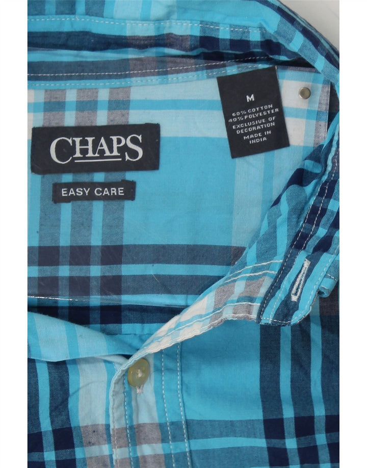 CHAPS Mens Easy Care Shirt Medium Blue Check Cotton Vintage Chaps and Second-Hand Chaps from Messina Hembry 