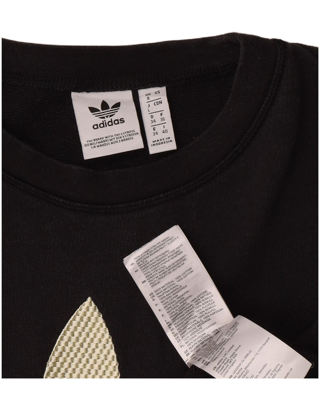 Γυναικεία Adidas Oversized Crop Graphic Μακρυμάνικο UK 8 Small Black