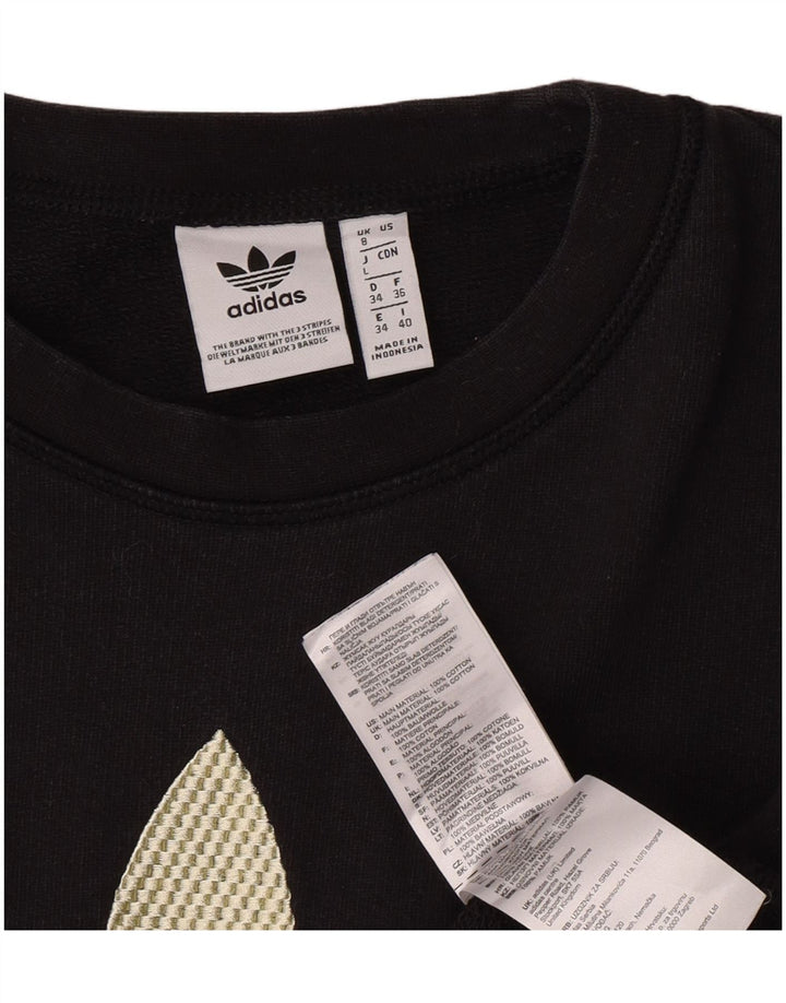 Γυναικεία Adidas Oversized Crop Graphic Μακρυμάνικο UK 8 Small Black