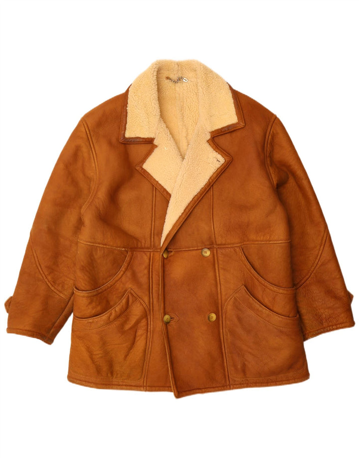 Vintage Ανδρικό Διπλό Μπουφάν Shearling UK 42 XL Καφέ