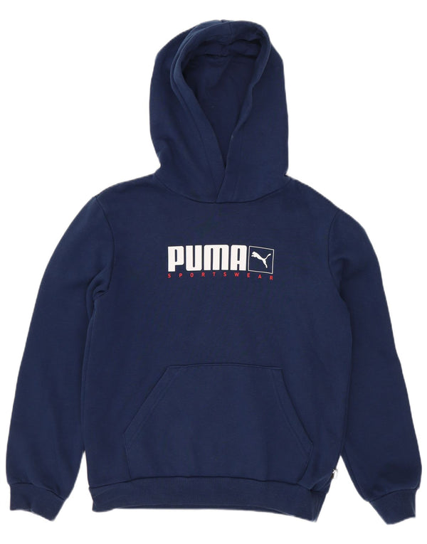 Puma Boys Graphic Hoodie Jumper 11-12 Years Navy Blue Cotton