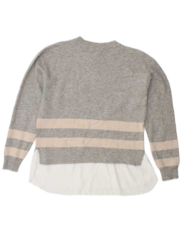 M&Co Γυναικείο πουλόβερ με λαιμόκοψη UK 10 Small Grey ριγέ πολυεστέρα