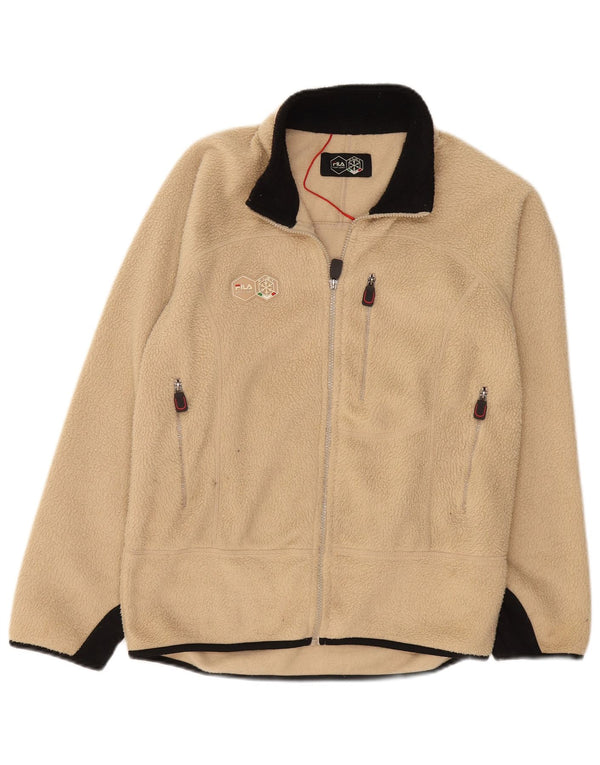 FILA Ανδρικό Fleece Jacket UK 36 Small Beige Colourblock Polyester