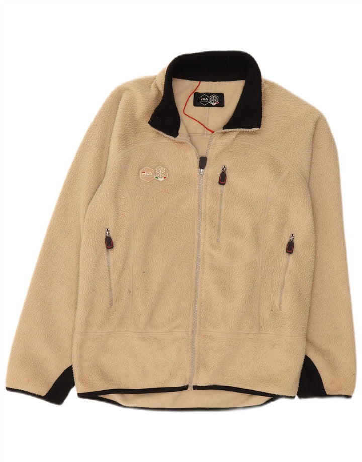 FILA Ανδρικό Fleece Jacket UK 36 Small Beige Colourblock Polyester