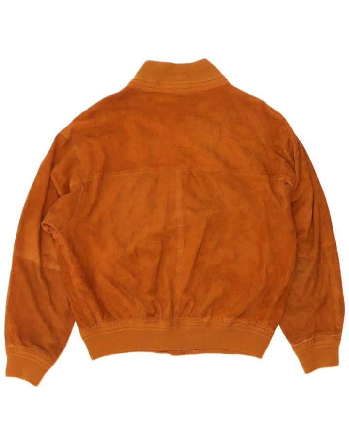 Vintage Ανδρικό Suede Bomber Jacket IT 50 Large Brown Δερμάτινο