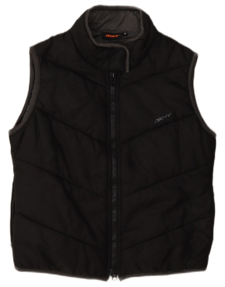 Dkny Womens Graphic Padded Gilet UK 14 Medium Black Nylon