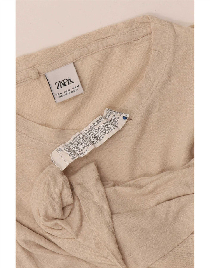 Ανδρικό T-Shirt Zara Top Medium Beige Λινό