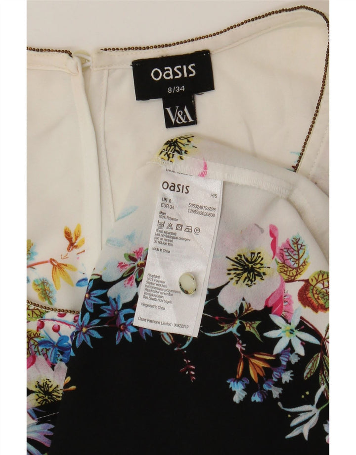 Γυναικεία αμάνικη μπλούζα Oasis Top UK 8 Small White Floral Polyester