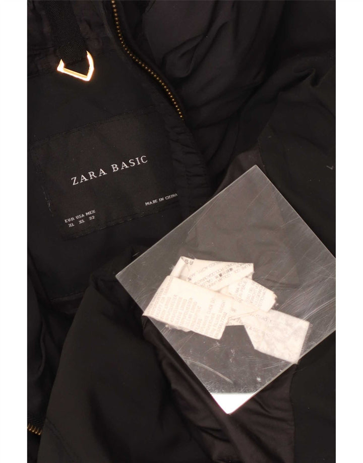Zara Γυναικείο μπουφάν με επένδυση UK 18 XL Black Polyester