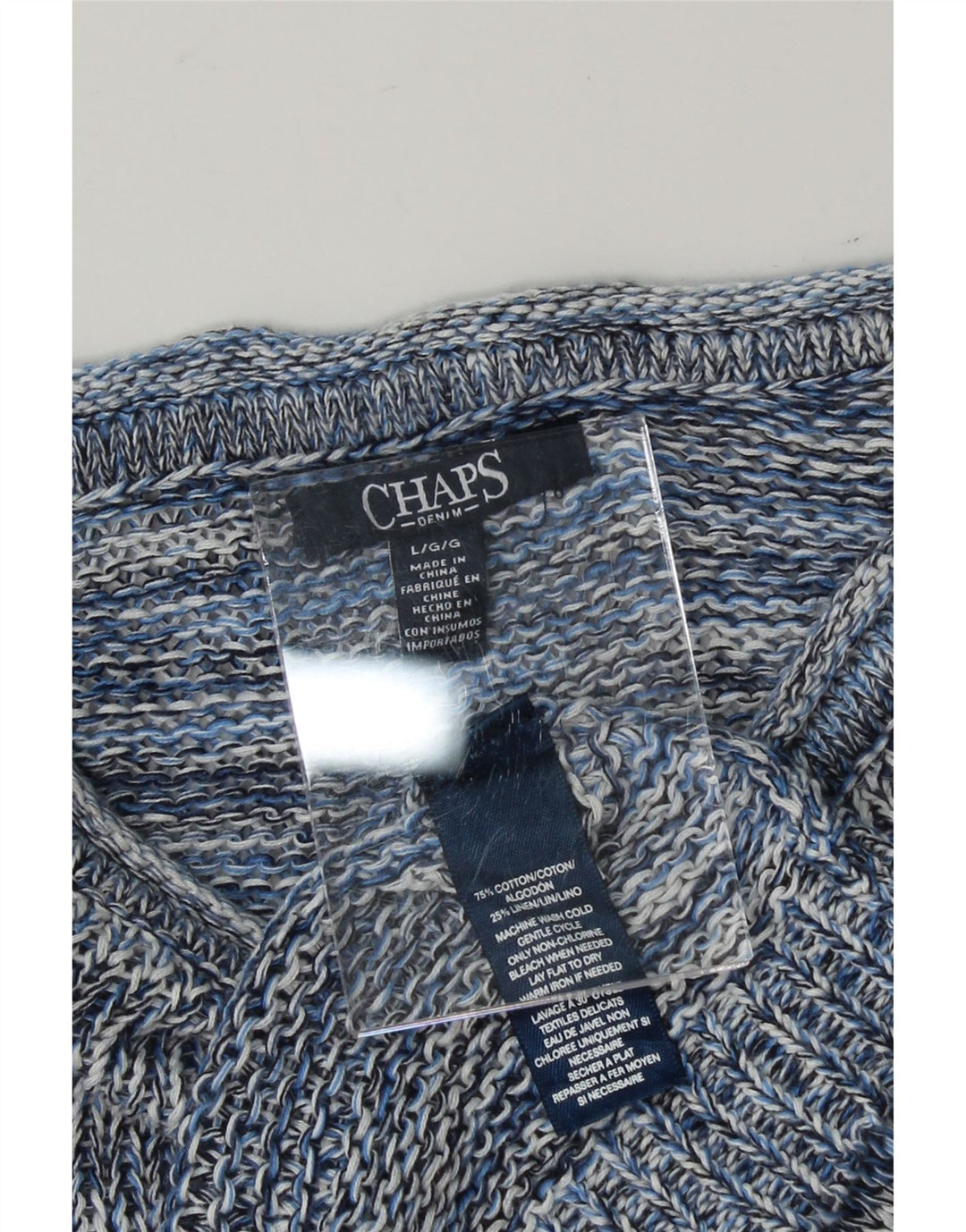 CHAPS Womens Oversized Boat Neck Jumper Sweater UK 16 Large Blue Flecked Vintage Chaps and Second-Hand Chaps from Messina Hembry 