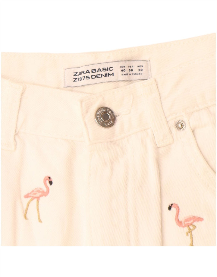 Zara Γυναικείο τζιν σορτς με αφηρημένο σχέδιο EU 40 Medium W28 Off White