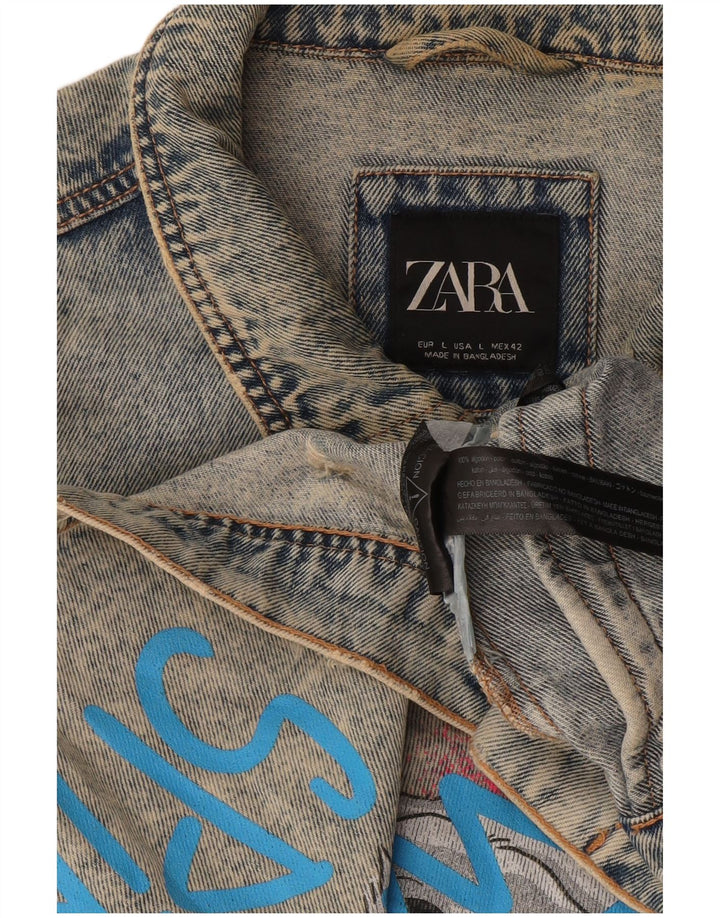 Zara Ανδρικό Τζιν Μπουφάν UK 40 Large Blue Cotton