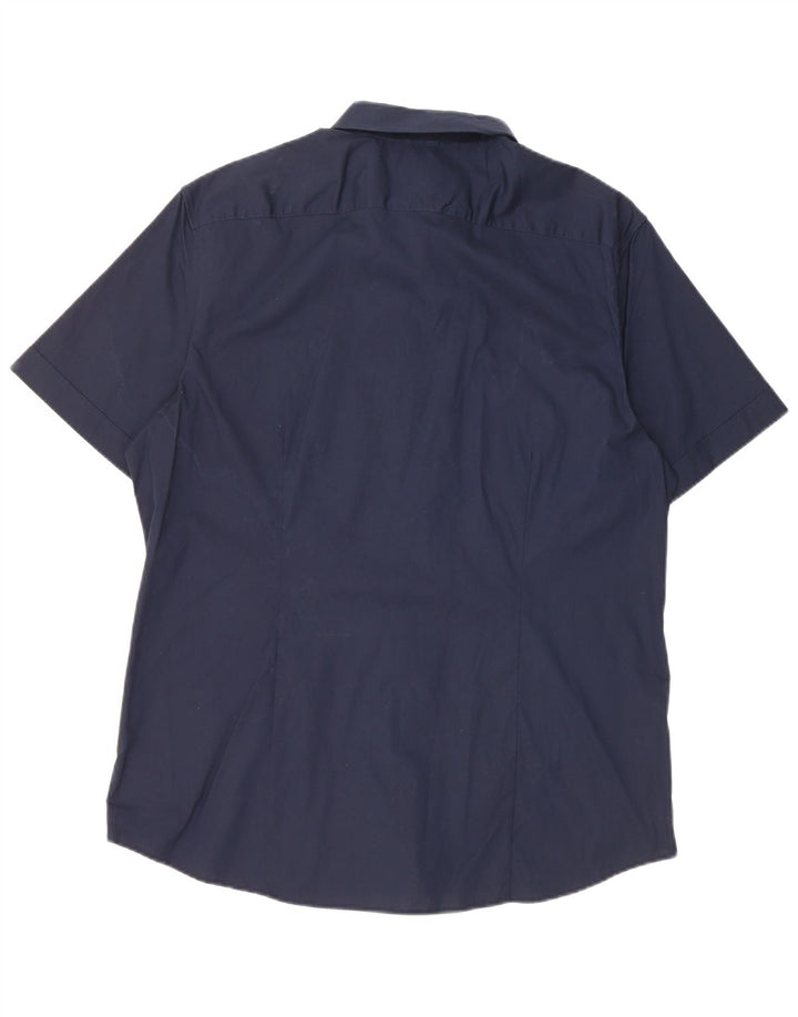 Michael Kors Ανδρικό κοντομάνικο πουκάμισο XL Navy Blue Cotton