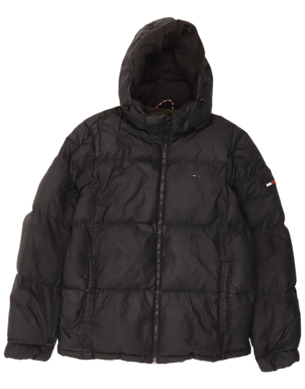 TOMMY HILFIGER Ανδρικό μπουφάν με κουκούλα UK 42 XL μαύρο πολυεστέρα