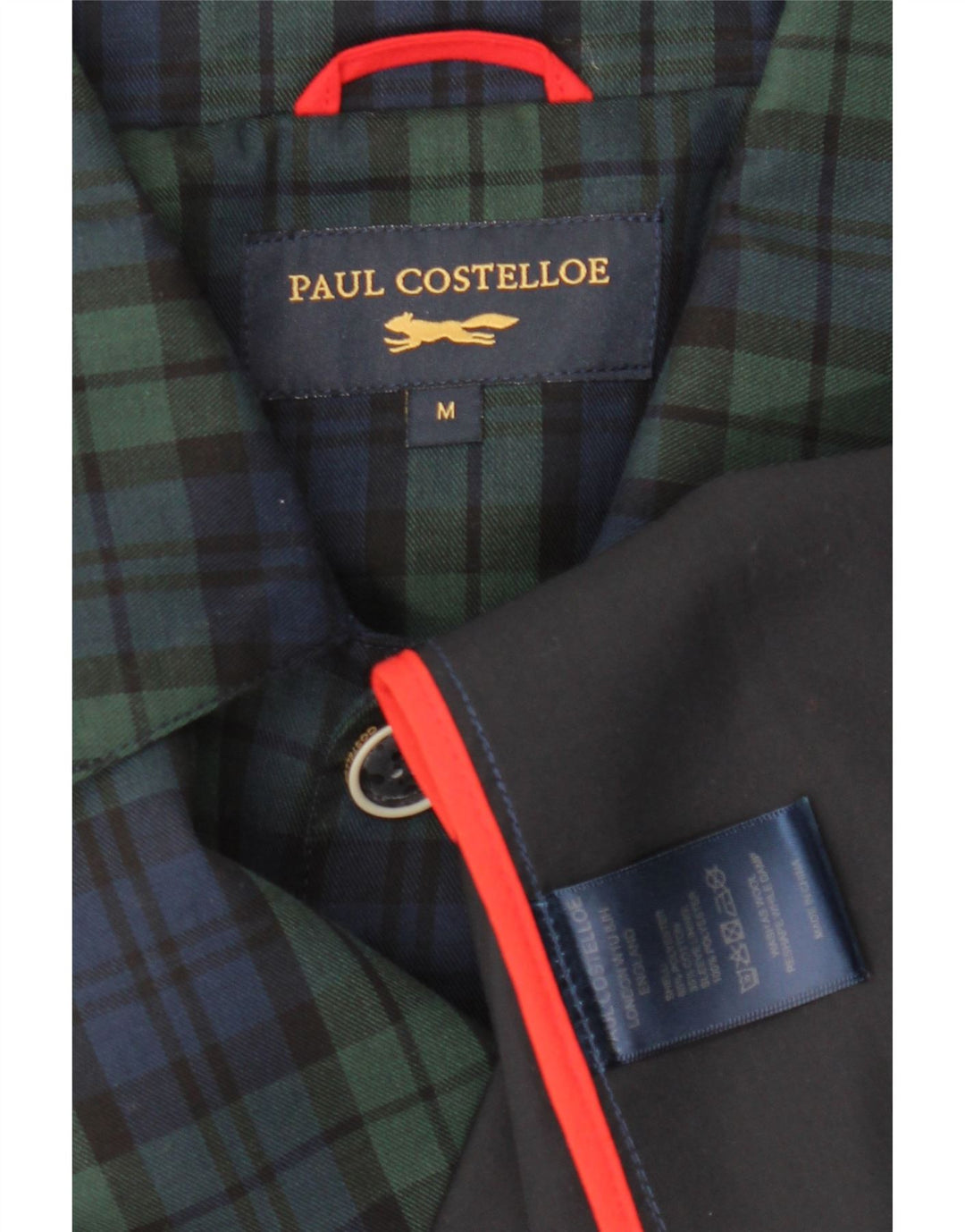 PAUL COSTELLOE Ανδρικό Πανωφόρι UK 38 Medium Navy Blue Check Polyester