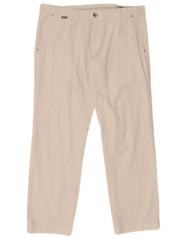 Ανδρικό ίσιο γκάζι παντελόνι Chino W36 L29 Λευκό βαμβακερό