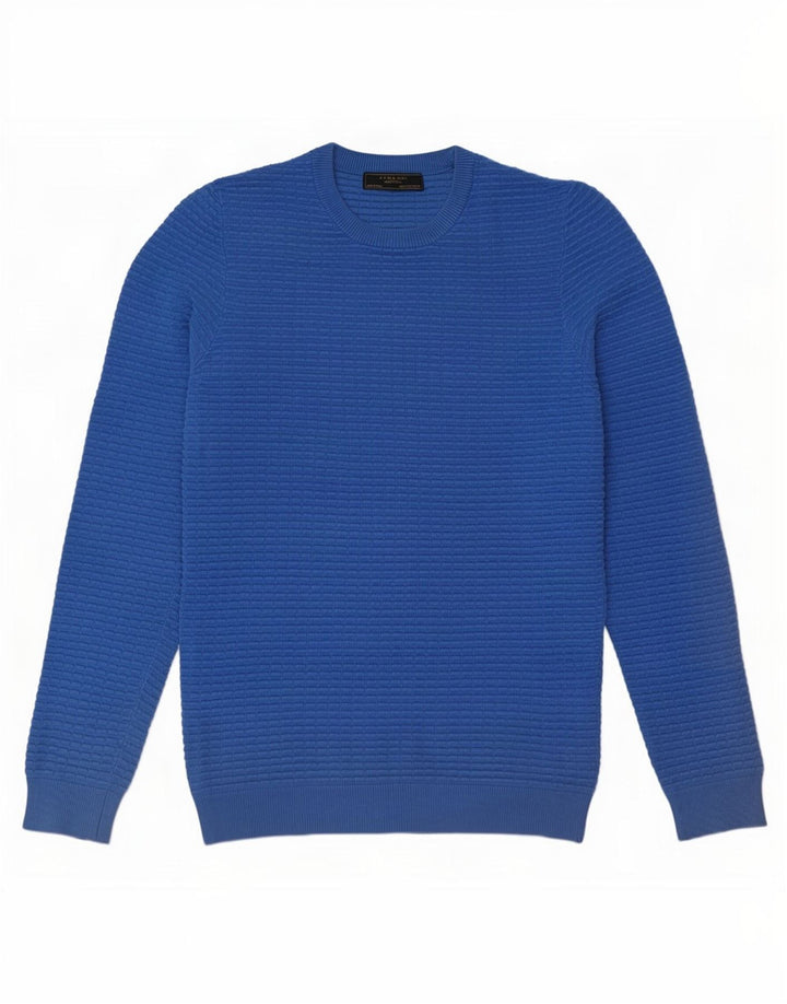 Ανδρικό πουλόβερ Zara Crew Neck Jumper Small Blue