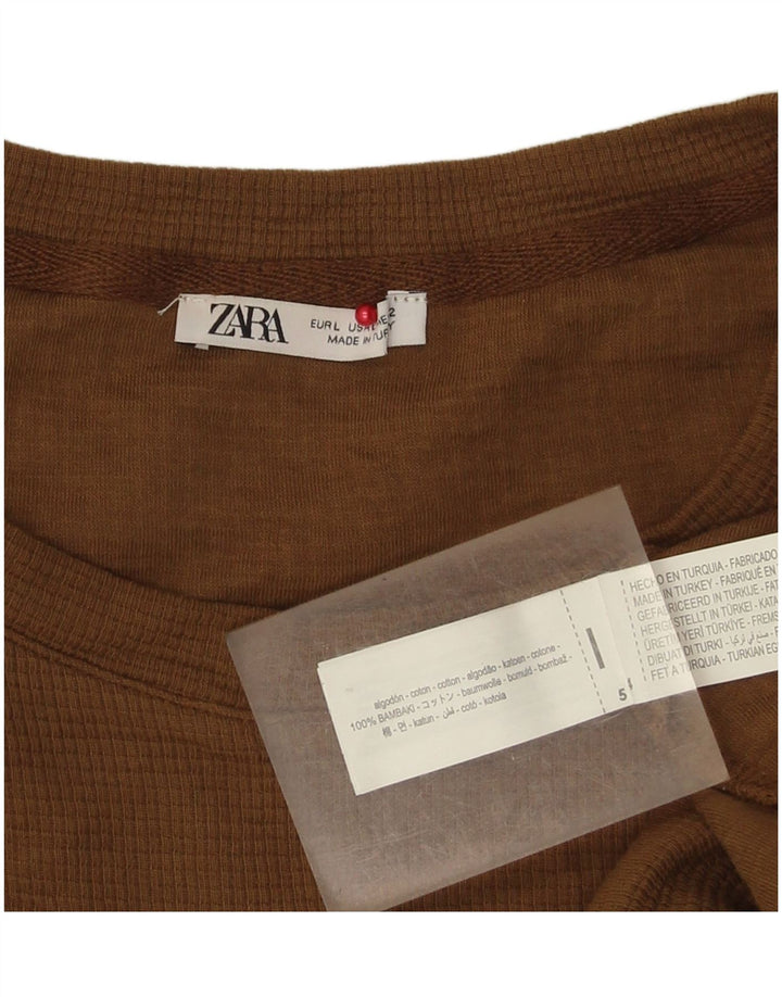 Ανδρικό T-Shirt Zara Top Large Beige Βαμβακερό