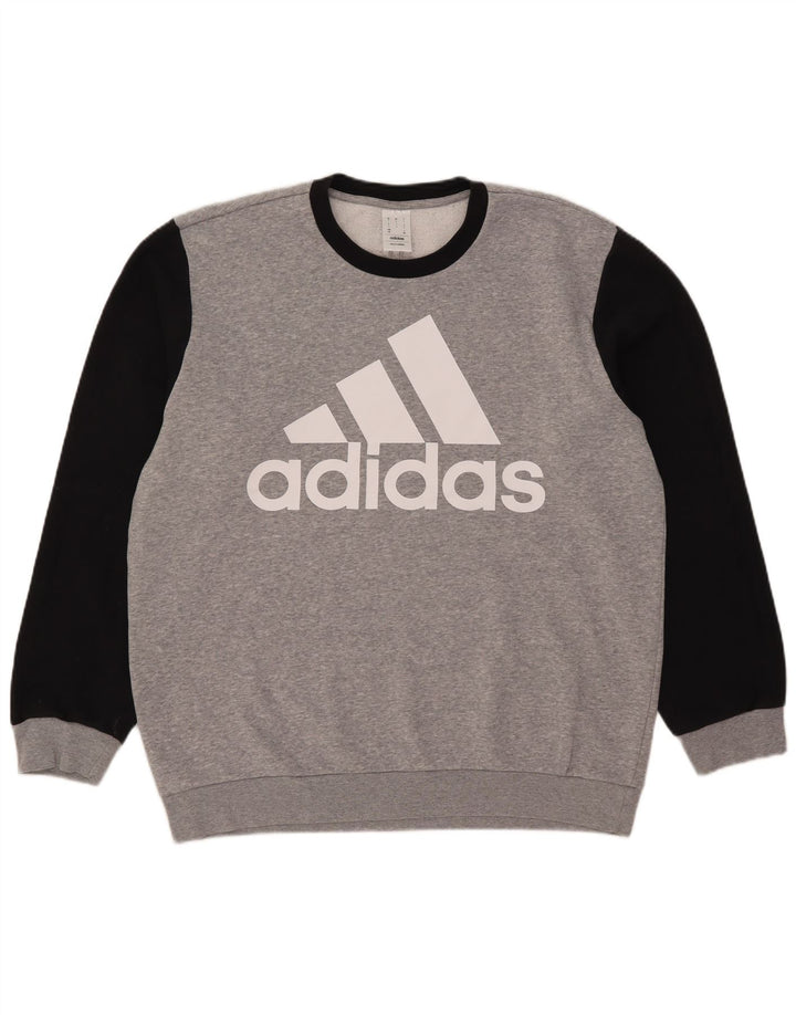Ανδρικό γραφικό φούτερ Adidas Jumper με μεγάλο γκρι χρώμα