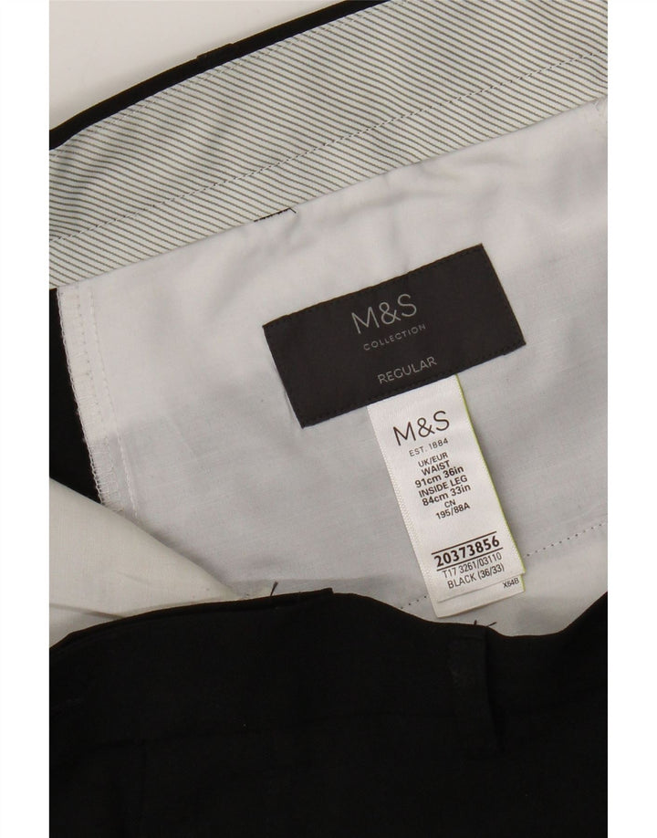 Marks & Spencer Ανδρικό παντελόνι με κανονική εφαρμογή W36 L31 Μαύρο πολυεστέρα